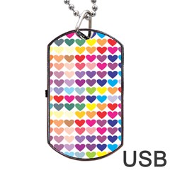 Heart Love Color Colorful Dog Tag Usb Flash (two Sides) by Nexatart
