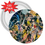 Art Graffiti Abstract Lines 3  Buttons (100 pack)  Front
