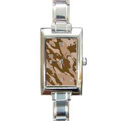 Background For Scrapbooking Or Other Beige And Brown Camouflage Patterns Rectangle Italian Charm Watch by Nexatart