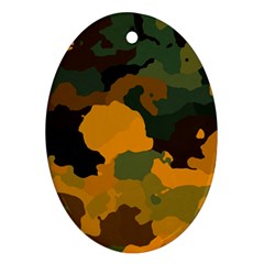 Background For Scrapbooking Or Other Camouflage Patterns Orange And Green Ornament (oval) by Nexatart