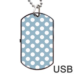 Blue Polkadot Background Dog Tag Usb Flash (two Sides) by Nexatart