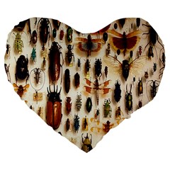 Insect Collection Large 19  Premium Flano Heart Shape Cushions by Nexatart