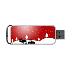 Reindeer In Snow Portable Usb Flash (one Side) by Nexatart
