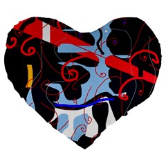 Abstraction Large 19  Premium Heart Shape Cushions by Valentinaart