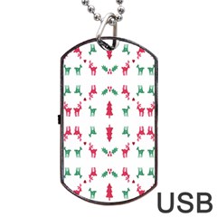 Reindeer Pattern Dog Tag Usb Flash (one Side) by Nexatart