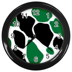 Green Black Digital Pattern Art Wall Clocks (black) by Nexatart