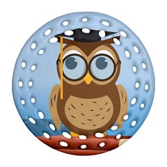 Read Owl Book Owl Glasses Read Ornament (round Filigree) by Nexatart
