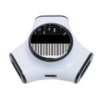 Piano Keyboard With Notes Vector 3-Port USB Hub Front