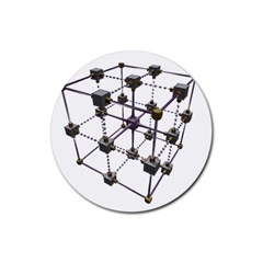 Grid Construction Structure Metal Rubber Coaster (round)  by Nexatart