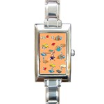 School Rocks! Rectangle Italian Charm Watch Front
