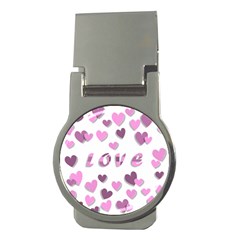 Love Valentine S Day 3d Fabric Money Clips (round)  by Nexatart