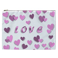 Love Valentine S Day 3d Fabric Cosmetic Bag (xxl)  by Nexatart