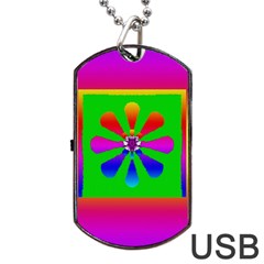 Flower Mosaic Dog Tag Usb Flash (one Side) by pepitasart