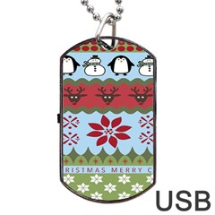 Ugly Christmas Xmas Dog Tag Usb Flash (two Sides) by Nexatart