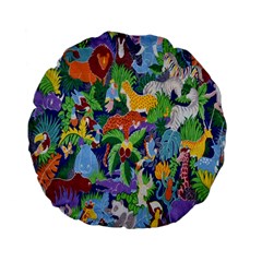 Animated Safari Animals Background Standard 15  Premium Flano Round Cushions by Nexatart
