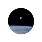 Astronaut Floating Above The Blue Planet Rubber Coaster (Round)  Front