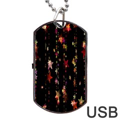 Christmas Star Advent Golden Dog Tag Usb Flash (one Side) by Nexatart