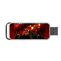City Silhouette Christmas Star Portable Usb Flash (two Sides) by Nexatart