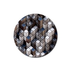 Cube Design Background Modern Rubber Round Coaster (4 Pack)  by Nexatart