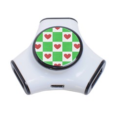 Fabric Texture Hearts Checkerboard 3-port Usb Hub by Nexatart