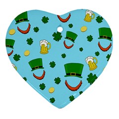 St  Patrick s Day Pattern Heart Ornament (two Sides) by Valentinaart