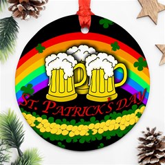 Beer Mugs Round Ornament (two Sides) by Valentinaart