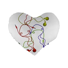 Colorful Earphones  Standard 16  Premium Heart Shape Cushions by Valentinaart