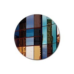 Glass Facade Colorful Architecture Rubber Round Coaster (4 Pack)  by Nexatart