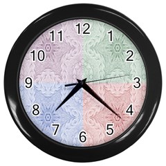 Seamless Kaleidoscope Patterns In Different Colors Based On Real Knitting Pattern Wall Clocks (black) by Nexatart