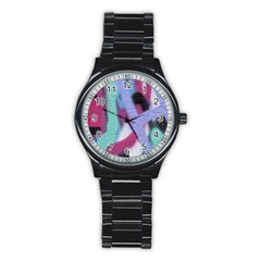 Texture Pattern Abstract Background Stainless Steel Round Watch by Nexatart
