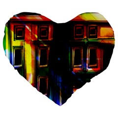 Architecture City Homes Window Large 19  Premium Flano Heart Shape Cushions by Amaryn4rt