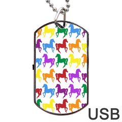 Colorful Horse Background Wallpaper Dog Tag Usb Flash (one Side) by Amaryn4rt