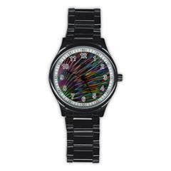 Texture Colorful Abstract Pattern Stainless Steel Round Watch by Amaryn4rt