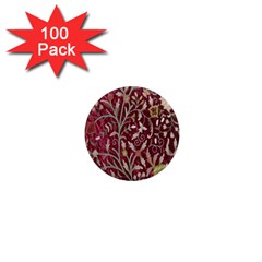 Crewel Fabric Tree Of Life Maroon 1  Mini Magnets (100 Pack)  by Amaryn4rt