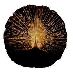 3d Beautiful Peacock Large 18  Premium Flano Round Cushions by Amaryn4rt