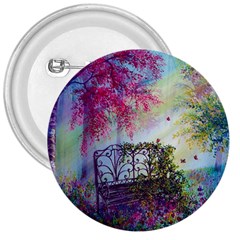 Bench In Spring Forest 3  Buttons by Amaryn4rt