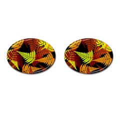 3d Red Abstract Fern Leaf Pattern Cufflinks (oval) by Amaryn4rt