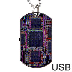 Technology Circuit Board Layout Pattern Dog Tag Usb Flash (two Sides) by Amaryn4rt