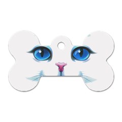 Cute White Cat Blue Eyes Face Dog Tag Bone (two Sides) by Amaryn4rt