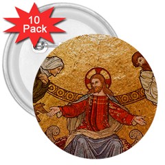 Gold Jesus 3  Buttons (10 Pack)  by boho