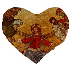 Gold Jesus Large 19  Premium Flano Heart Shape Cushions by boho