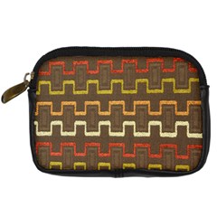 Fabric Texture Vintage Retro 70s Zig Zag Pattern Digital Camera Cases by Simbadda