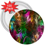 Fractal Texture Abstract Messy Light Color Swirl Bright 3  Buttons (100 pack)  Front