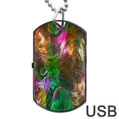Fractal Texture Abstract Messy Light Color Swirl Bright Dog Tag Usb Flash (two Sides) by Simbadda