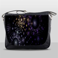 Fractal Patterns Dark Circles Messenger Bags by Simbadda