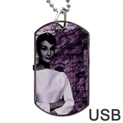 Audrey Hepburn Dog Tag Usb Flash (two Sides) by Valentinaart