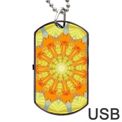 Sunshine Sunny Sun Abstract Yellow Dog Tag Usb Flash (one Side) by Simbadda