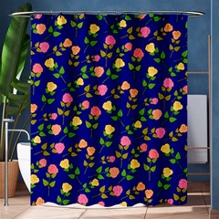 Flowers Roses Floral Flowery Blue Background Shower Curtain 60  X 72  (medium)  by Simbadda