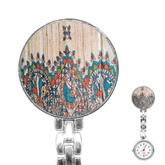 Blue Brown Cloth Design Stainless Steel Nurses Watch by Simbadda