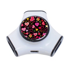 Love Hearts Sweet Vector 3-port Usb Hub by Simbadda